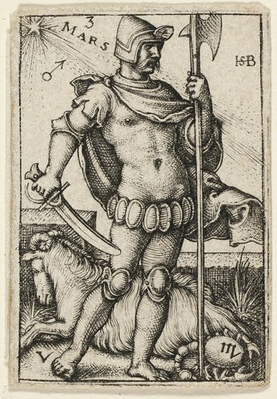 Marte, placa três de Os Sete Planetas com os Zodíacos de Hans Sebald Beham
