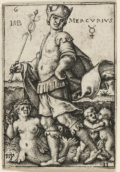 Mercúrio, placa seis de Os Sete Planetas com os Zodíacos de Hans Sebald Beham