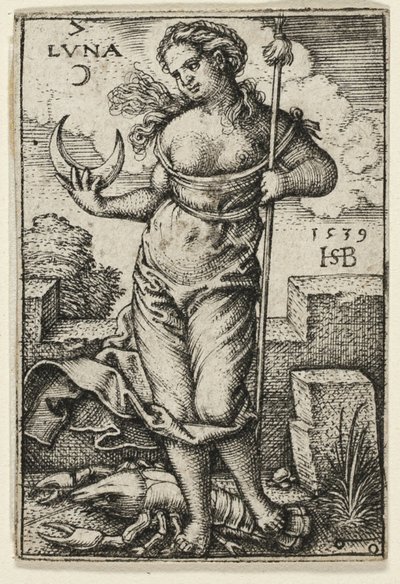 Lua, placa sete de Os Sete Planetas com os Zodíacos de Hans Sebald Beham