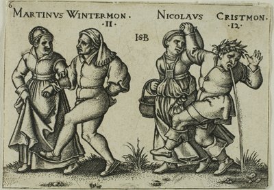 novembro e dezembro, prato 6 de A Festa dos Camponeses, ou Os Doze Meses de Hans Sebald Beham