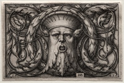 Ornamento da cabeça e coroa de sátiros, 1543. de Hans Sebald Beham