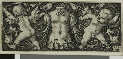 Ornamento com Armadura e Dois Gênios, de Quatro Vinhetas de Hans Sebald Beham