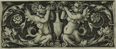Ornamento com dois tritões, de quatro vinhetas de Hans Sebald Beham
