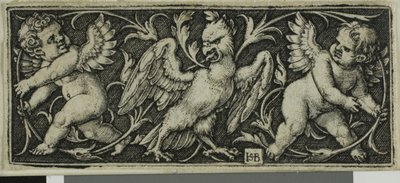 Ornamento com uma águia e dois gênios, de Four Vignettes de Hans Sebald Beham