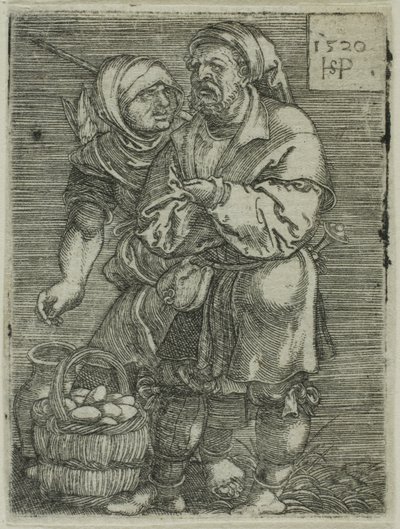 Casal camponês vendendo ovos de Hans Sebald Beham