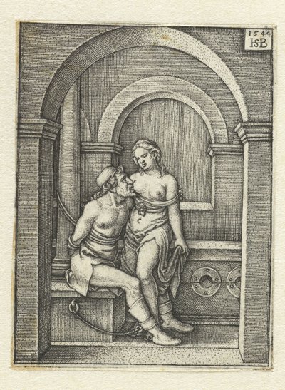 Pero amamenta Cimon acorrentado na prisão Cáritas Romana de Hans Sebald Beham