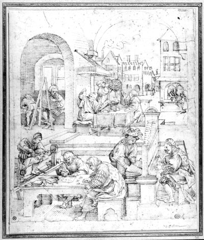 Ciência, Arte e Comércio (caneta e tinta) de Hans Sebald Beham
