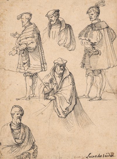 Folha de estudos com figuras de Hans Sebald Beham