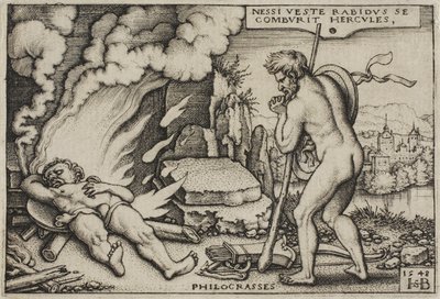 A morte de Hércules, de Os trabalhos de Hércules, 1548 de Hans Sebald Beham