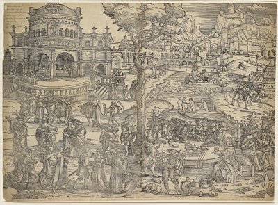 A Festa de Herodes (xilogravura, impressa de dois blocos) de Hans Sebald Beham