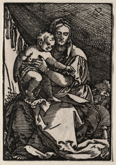 A Sagrada Família debaixo de uma tenda. de Hans Sebald Beham