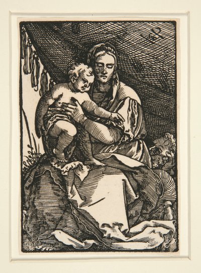 A Sagrada Família sob o dossel de Hans Sebald Beham