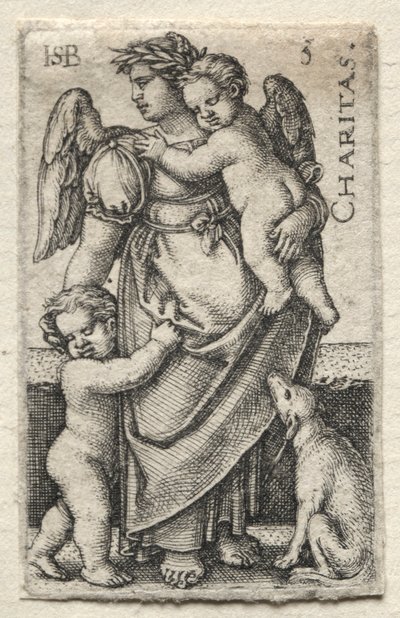 O Conhecimento de Deus e as Sete Virtudes Cardeais: Caridade - Charitas. de Hans Sebald Beham