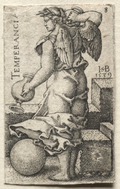 O Conhecimento de Deus e as Sete Virtudes Cardeais: Temperança - Temperancia de Hans Sebald Beham