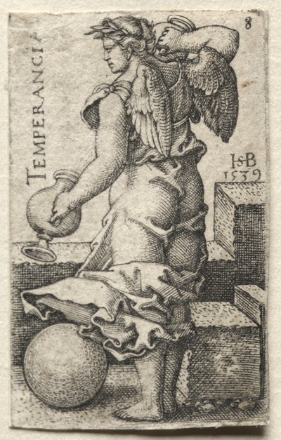 O conhecimento de Deus e as sete virtudes cardeais: temperança - temperança. de Hans Sebald Beham