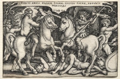 Os trabalhos de Hércules: Hércules sequestrando Iole de Hans Sebald Beham