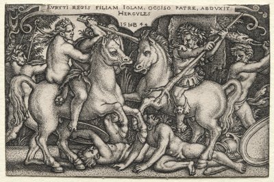 Os trabalhos de Hércules: Hércules abduzindo Iole, 1544. de Hans Sebald Beham
