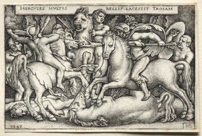Os trabalhos de Hércules: Hércules conquistando Tróia, 1545. de Hans Sebald Beham