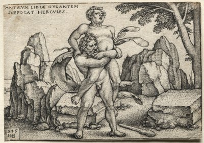 Os trabalhos de Hércules: Hércules esmagando Anteu, 1545. de Hans Sebald Beham
