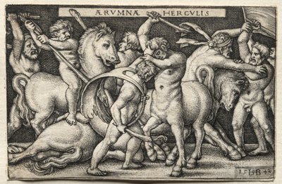 Os trabalhos de Hércules: Hércules derrotando os centauros, 1542. de Hans Sebald Beham