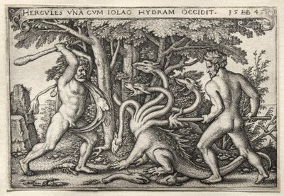 Os trabalhos de Hércules: Hércules matando a Hidra de Lernean de Hans Sebald Beham