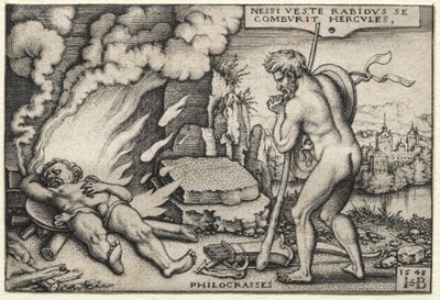 Os trabalhos de Hércules: Hércules em sua pira de Hans Sebald Beham