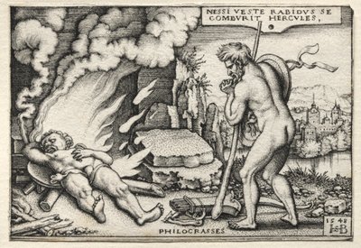 Os trabalhos de Hércules: Hércules em sua pira de Hans Sebald Beham