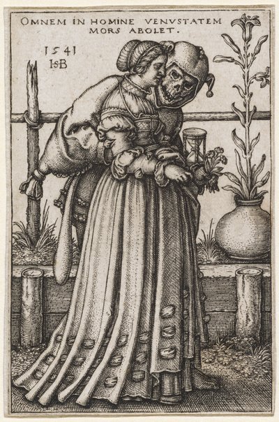 A Dama e a Morte, 1541 (gravura em chapa de cobre) de Hans Sebald Beham