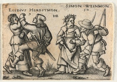 O casamento camponês ou os doze meses: 9-Egidius Herbstmon 10-Simon Weinmon, 1546. de Hans Sebald Beham