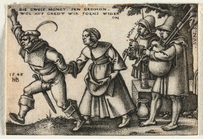 O casamento camponês ou os doze meses: nº 7, 1546. de Hans Sebald Beham