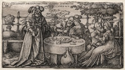 O filho pródigo: desperdiçando sua fortuna. de Hans Sebald Beham