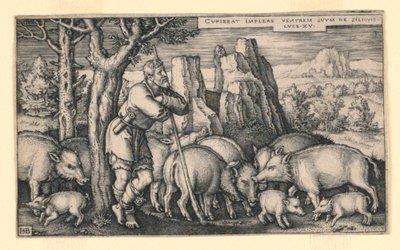 O filho pródigo entre os suínos de Hans Sebald Beham