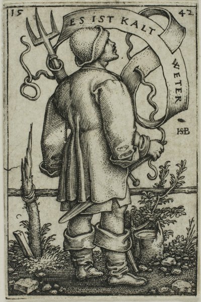 O camponês do tempo "está frio" de Hans Sebald Beham