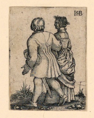 A procissão do casamento: casal andando para a esquerda, de costas de Hans Sebald Beham