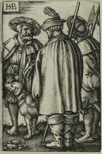 Três soldados e um cão de Hans Sebald Beham