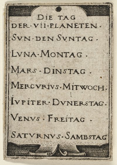 Página de título, de Os Sete Planetas com os Zodíacos de Hans Sebald Beham