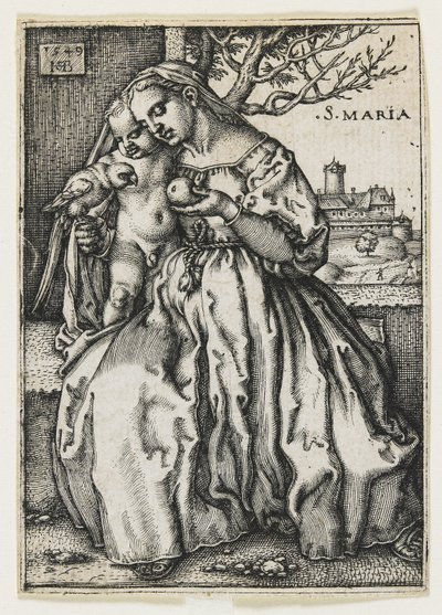 Virgem e criança com um papagaio, 1549 de Hans Sebald Beham