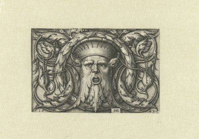 Decoração de planos. Máscara com uma coroa de Hans Sebald Beham