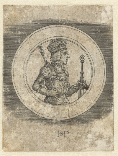 Frente da medalha com retrato do rei Fernando I da Hungria e Boêmia, a meio comprimento de Hans Sebald Beham