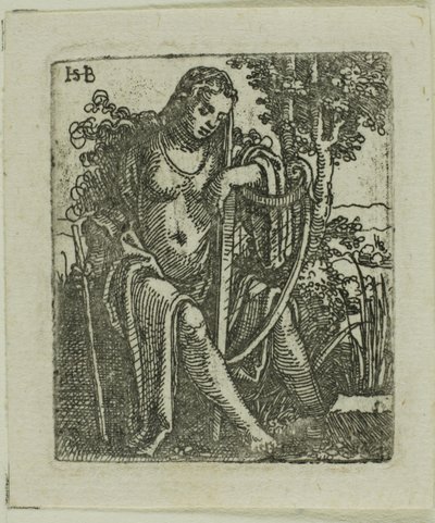 Mulher com uma harpa de Hans Sebald Beham