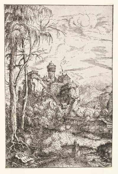 Paisagem com castelo e ponte de Hans Sebald Lautensack