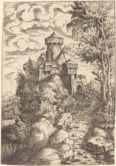 Paisagem com Fortaleza e Escadaria, 1554. de Hans Sebald Lautensack