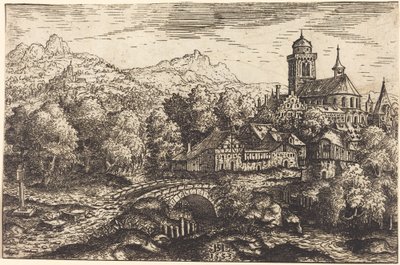Paisagem montanhosa com uma aldeia, 1553. de Hans Sebald Lautensack