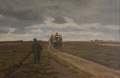 Paisagem de charneca com um vagão de dia de Hans Smidth