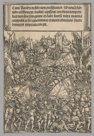 Segunda Rebelião Flamenga, placa 10 de Cenas Históricas da Vida do Imperador Maximiliano I do Arco do Triunfo de Hans Springinklee