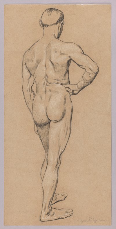 Nu masculino visto de costas de Hans Thoma