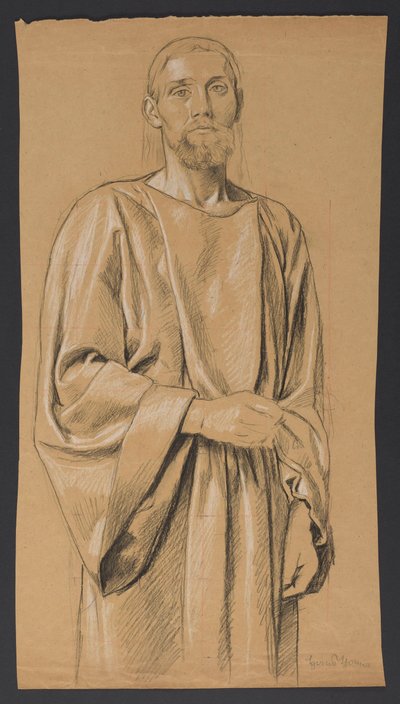 Cristo representado até aos joelhos, em pé, de frente de Hans Thoma