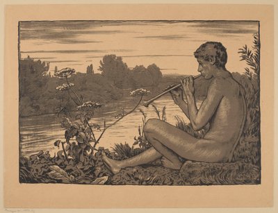 Fauno a tocar flauta de Hans Thoma