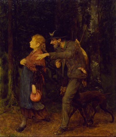 Caçador com pé de cavalo e rapariga de Hans Thoma