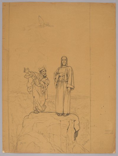 Die Versuchung Christi, verso: Christus gekreuzigt de Hans Thoma